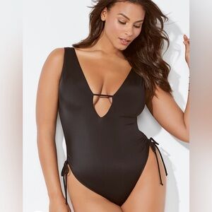 Ashley Graham A-List Plunge One Piece Swimsuit - Size 20 NWT